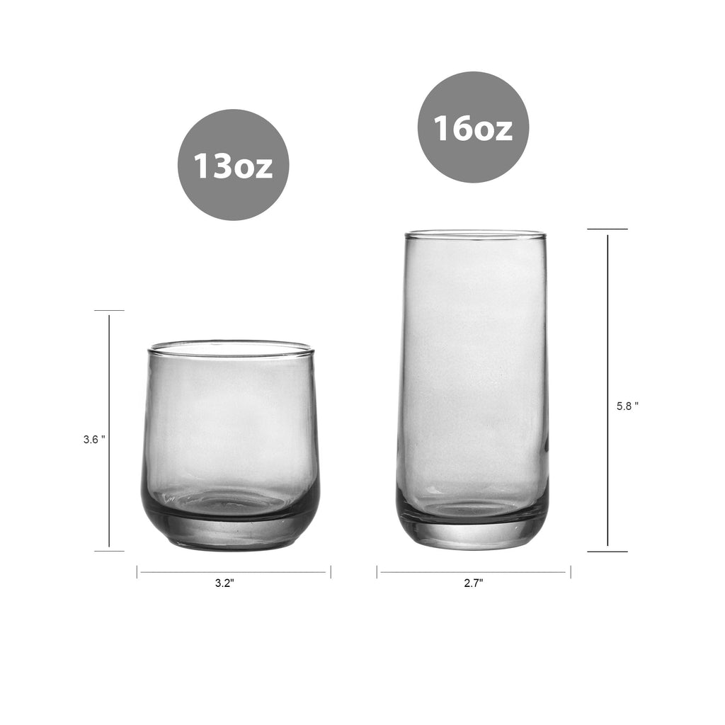Better Homes &amp; Gardens Josie 16-Piece Smoke Drinkware Set