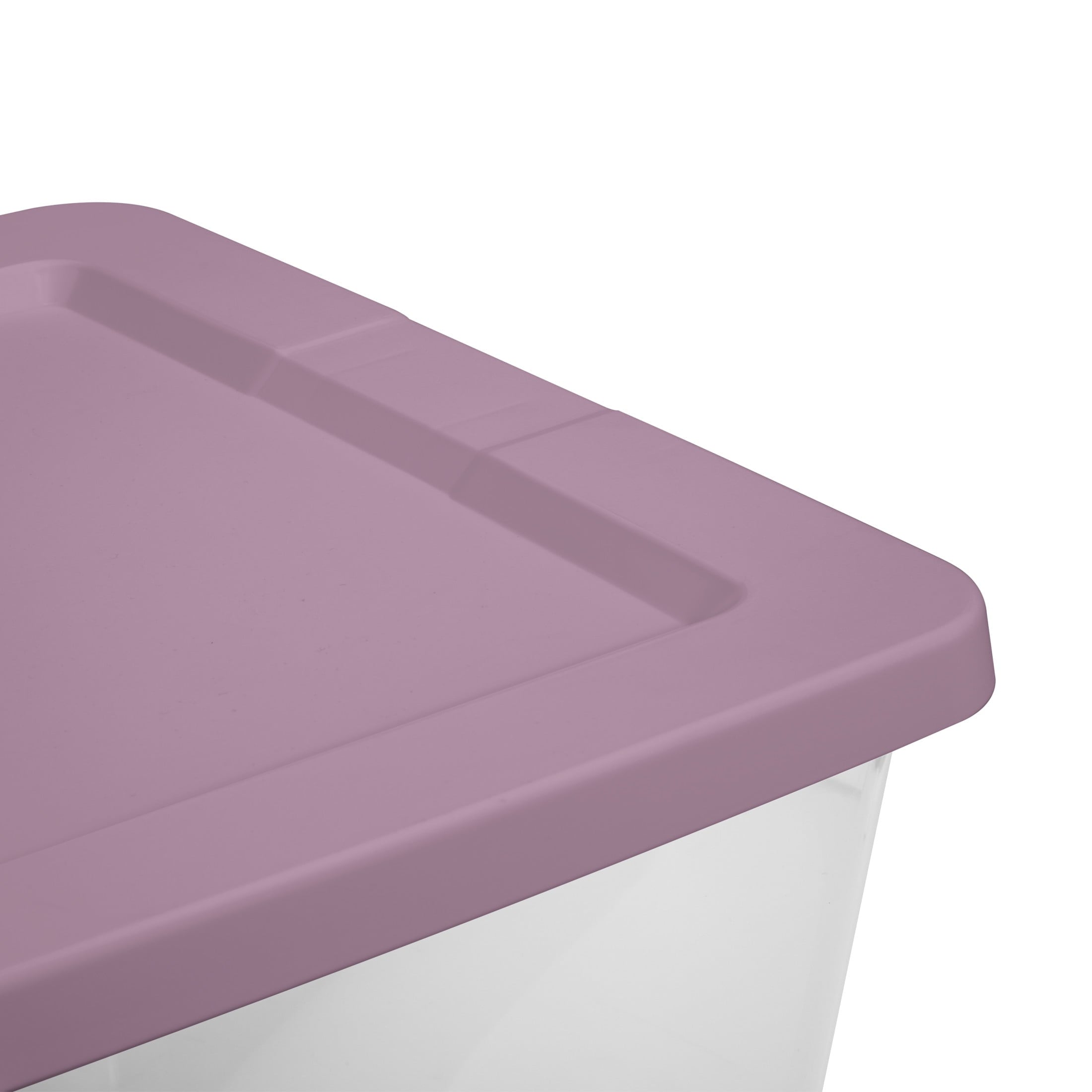 58 Quart Medium Storage Bin, Clear Plastic Storage Container with Snap-On Lid, White