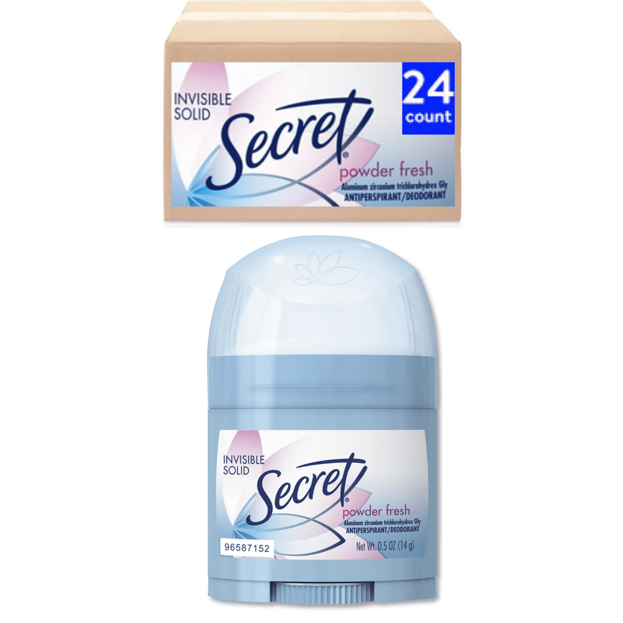 Invisible Solid Female Antiperspirant Deodorant, Powder Fresh, 0.5 oz. (Pack Of 24)