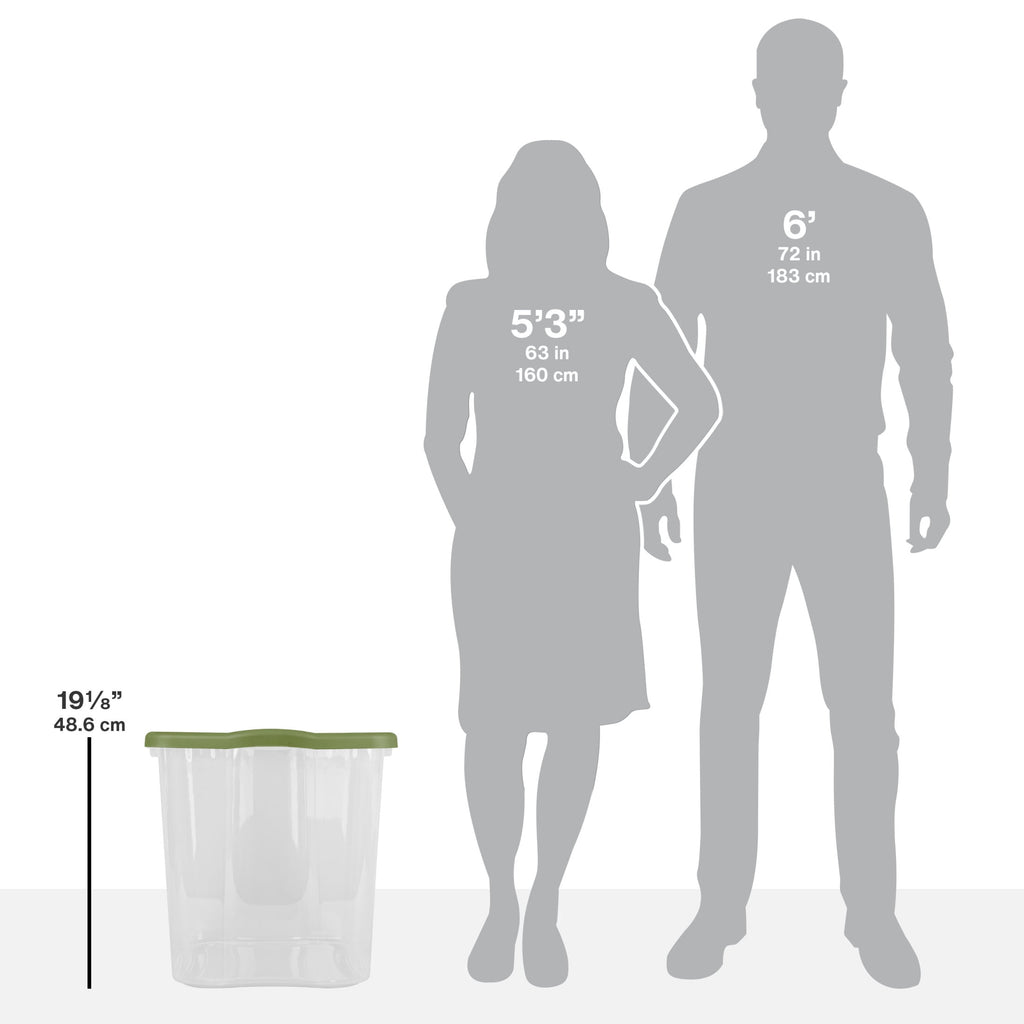 EZ Carry 95 Quart Extra-Large Storage Bin, Clear Plastic Storage Container with Full-Grip Handles, Green