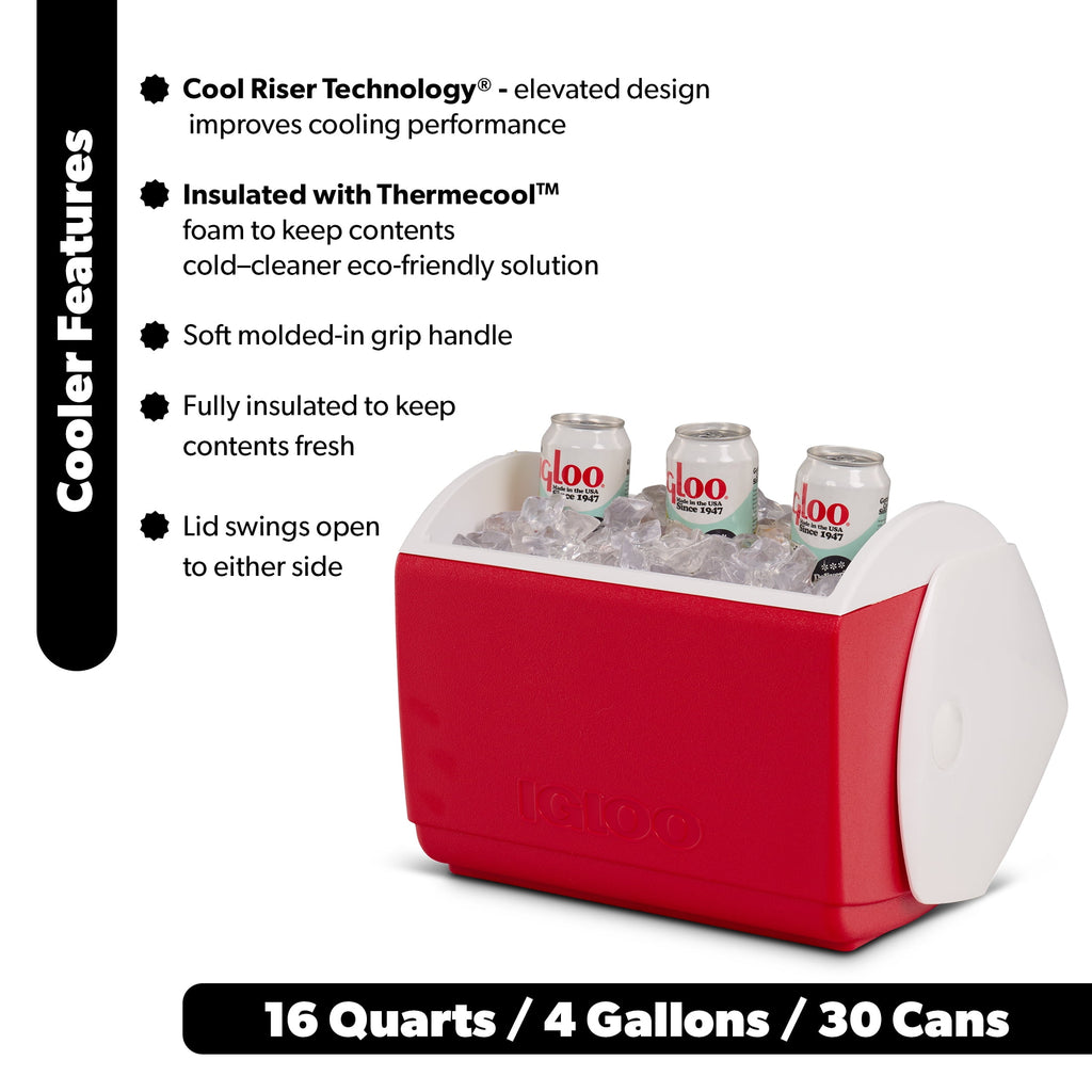16 QT Playmate Elite Ice Chest Cooler,30 Can Capacity, Red