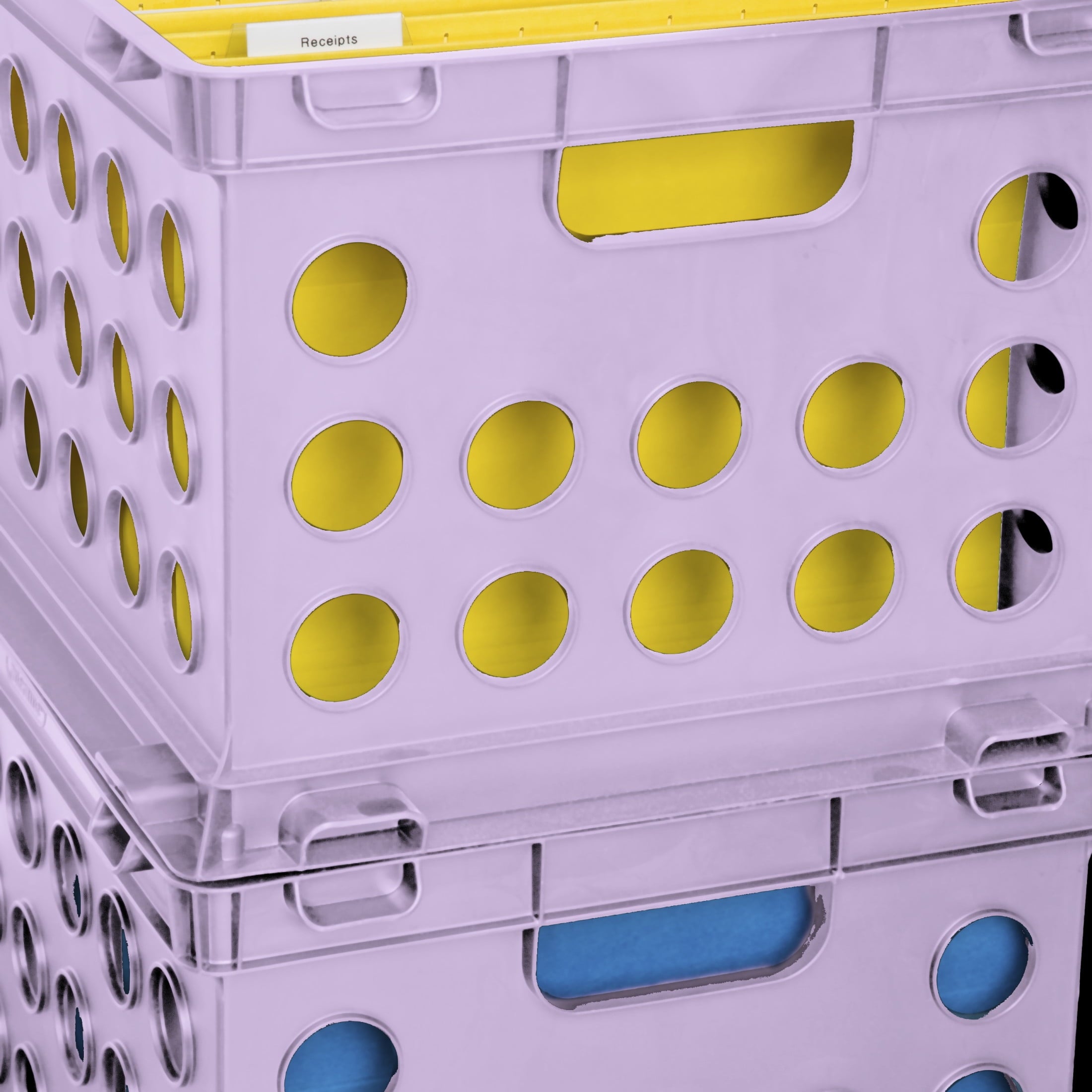 File Crate, Versatile Plastic Bin with Handles, Letter or Legal File Storage, Black, Standard Size