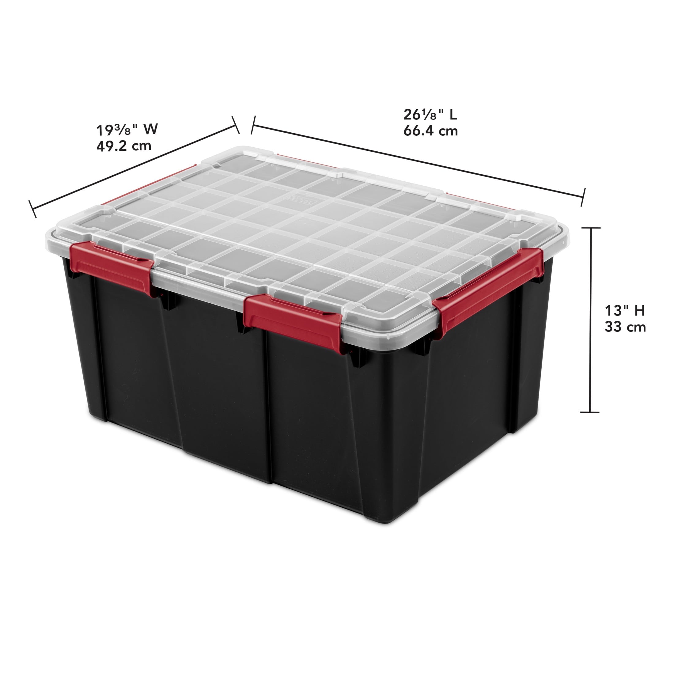 20 Gallon Large Gasket Tote, IP68 Plastic Storage Bin with Lid, Gasket Seal and Latches, Black