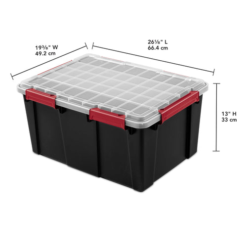 20 Gallon Large Gasket Tote, IP68 Plastic Storage Bin with Lid, Gasket Seal and Latches, Black