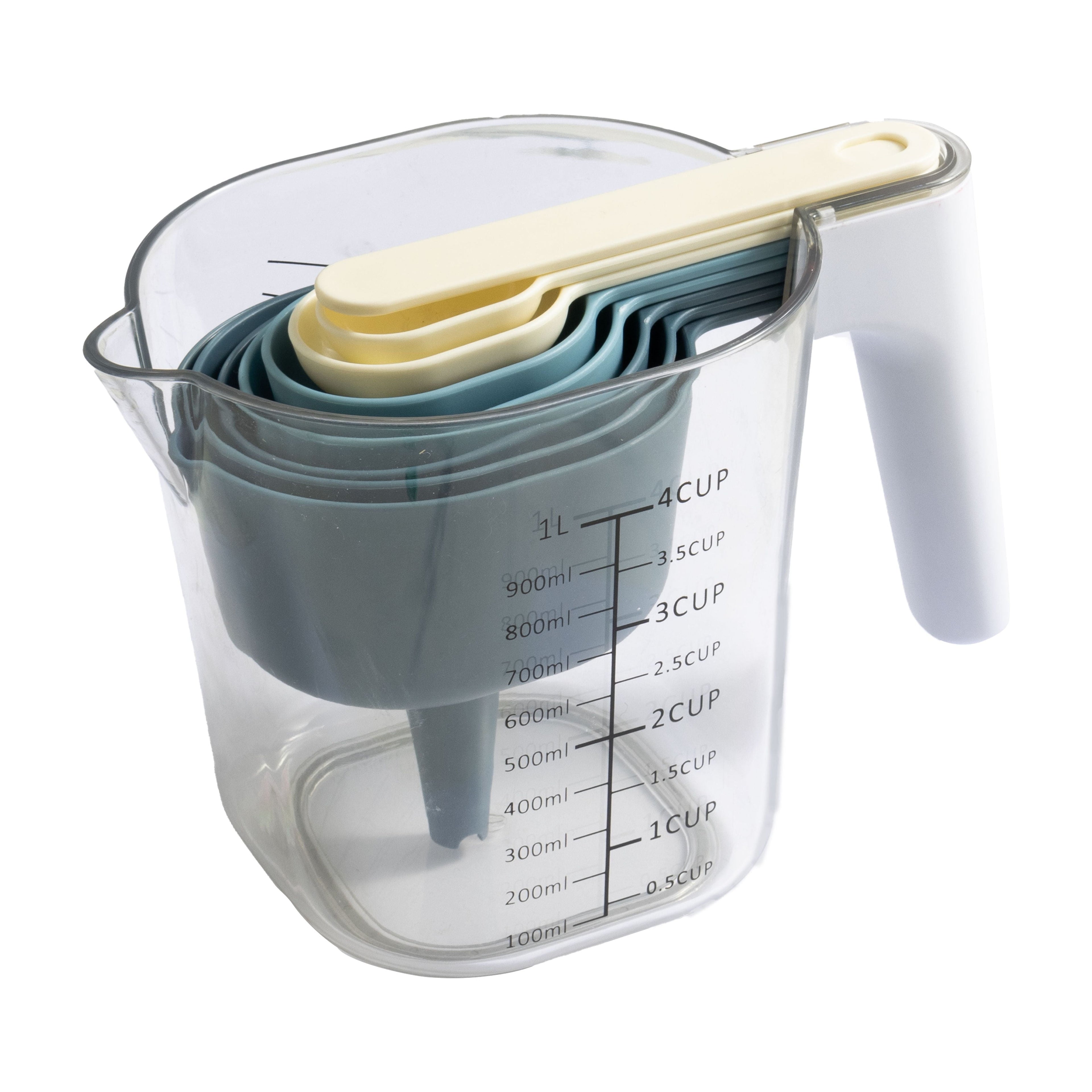 9-Piece Measuring Set Kitchen Tools for Cooking, 7.48" L, Blue