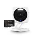 Cam v4 Security Camera Bundle with FREE 32gb MicroSD Card, 2.5K WiFi, Indoor/Outdoor Camera for Home Security, Pet Camera/Baby Monitor, Motion Activated Spotlight/Siren, Color Night Vision, 2-Wa
