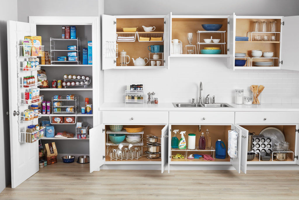 3-Tier Shelf Organizer, Kitchen Counter Storage Rack for Pantry and Cabinet Organization, White