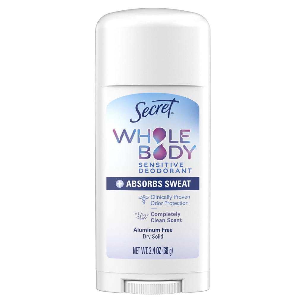 Whole Body Aluminum-Free Dry Feel Stick and Absorbs Sweat, Deodorant Stick for Women, Completely Clean Scent, 2.4oz
