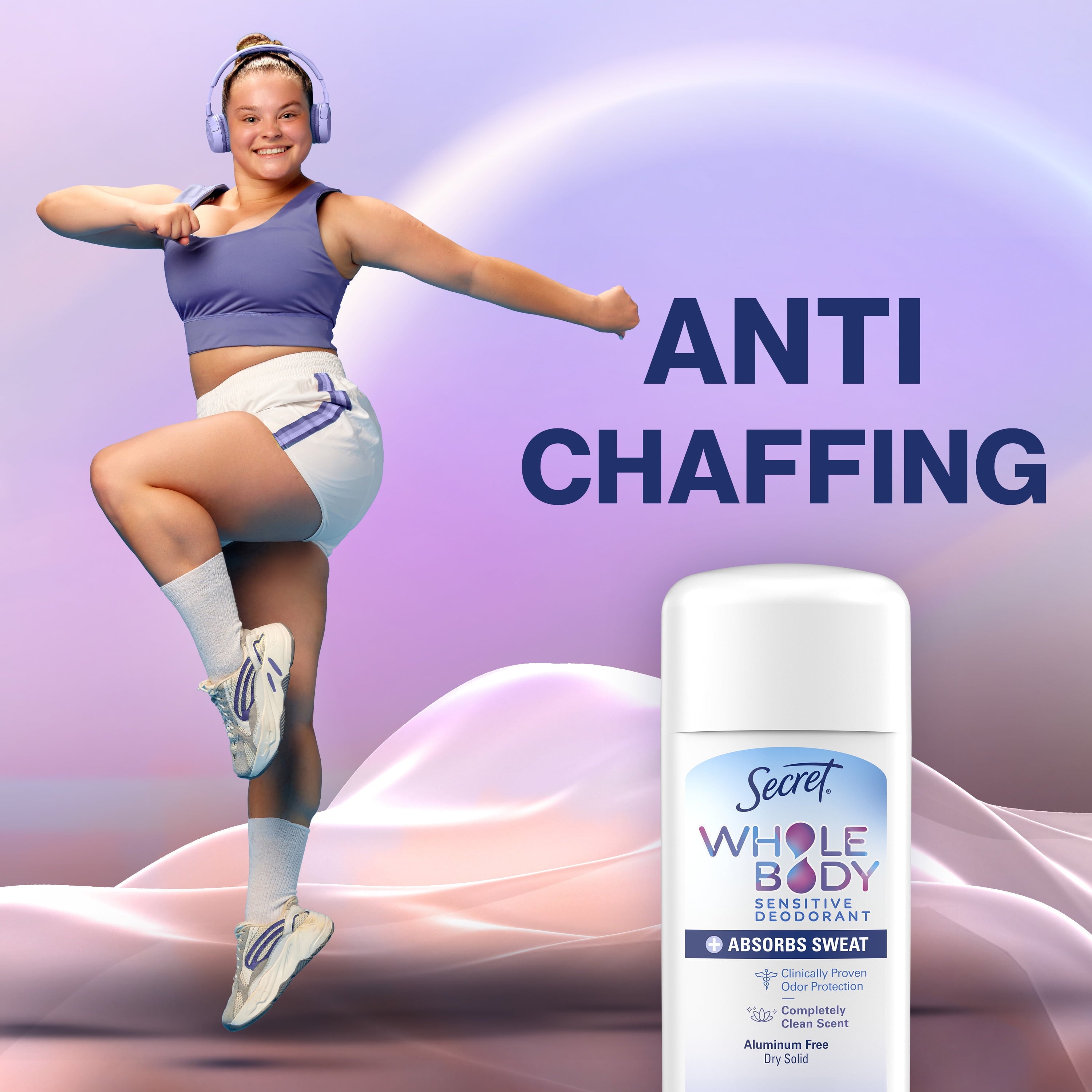 Whole Body Aluminum-Free Dry Feel Stick and Absorbs Sweat, Deodorant Stick for Women, Completely Clean Scent, 2.4oz