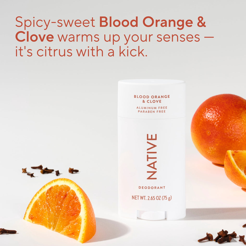 Aluminum Free Deodorant For Women, 72 Hour Solid Deodorant Stick, Blood Orange &amp; Clove, 2.65oz