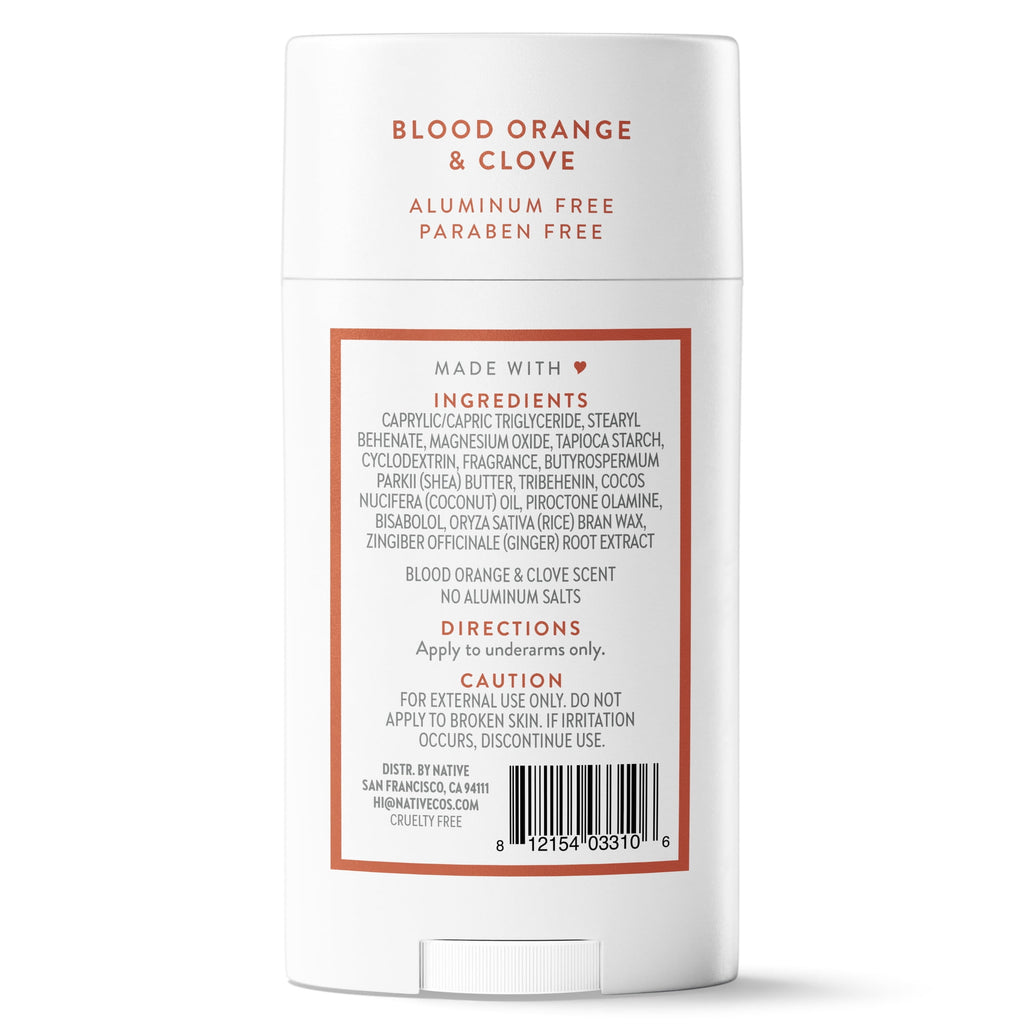 Aluminum Free Deodorant For Women, 72 Hour Solid Deodorant Stick, Blood Orange &amp; Clove, 2.65oz