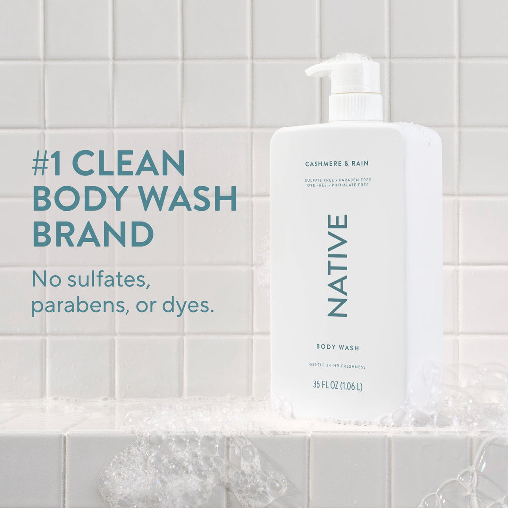 Body Wash, Cashmere &amp; Rain, Sulfate Free, Naturally Derived Ingredients, 24hr Freshness, for Women &amp; Men, 36 fl oz