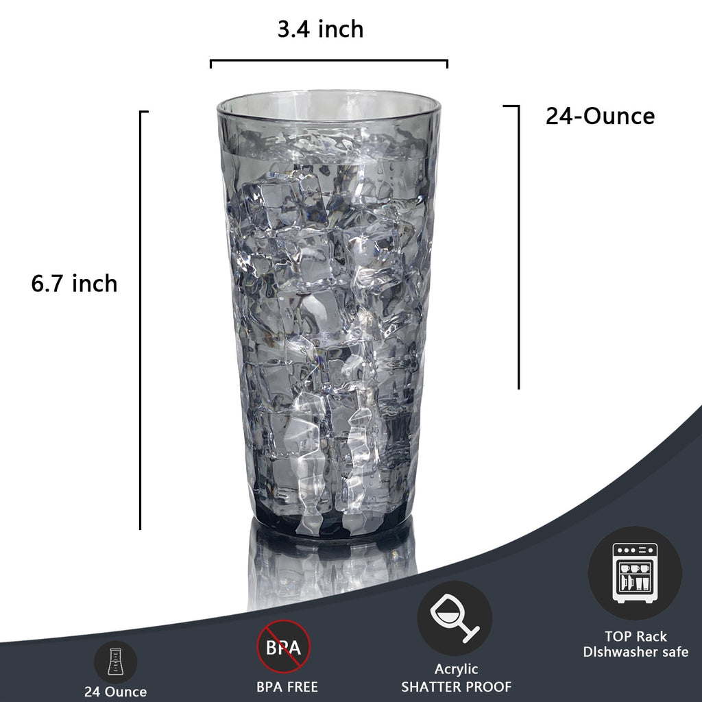 24-Ounce Plastic Tumbler Acrylic Drinking Glasses, Plastic Cups, , , Shatter Proof, , Set of 8 ( Multicolor )