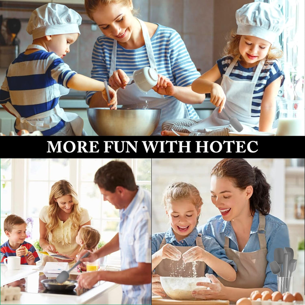 Food Grade Silicone Rubber Spatula Set, 5 Pcs Kitchen Cooking Baking Mixing Utensil Sets, High Non Stick Dishwasher- Khaki