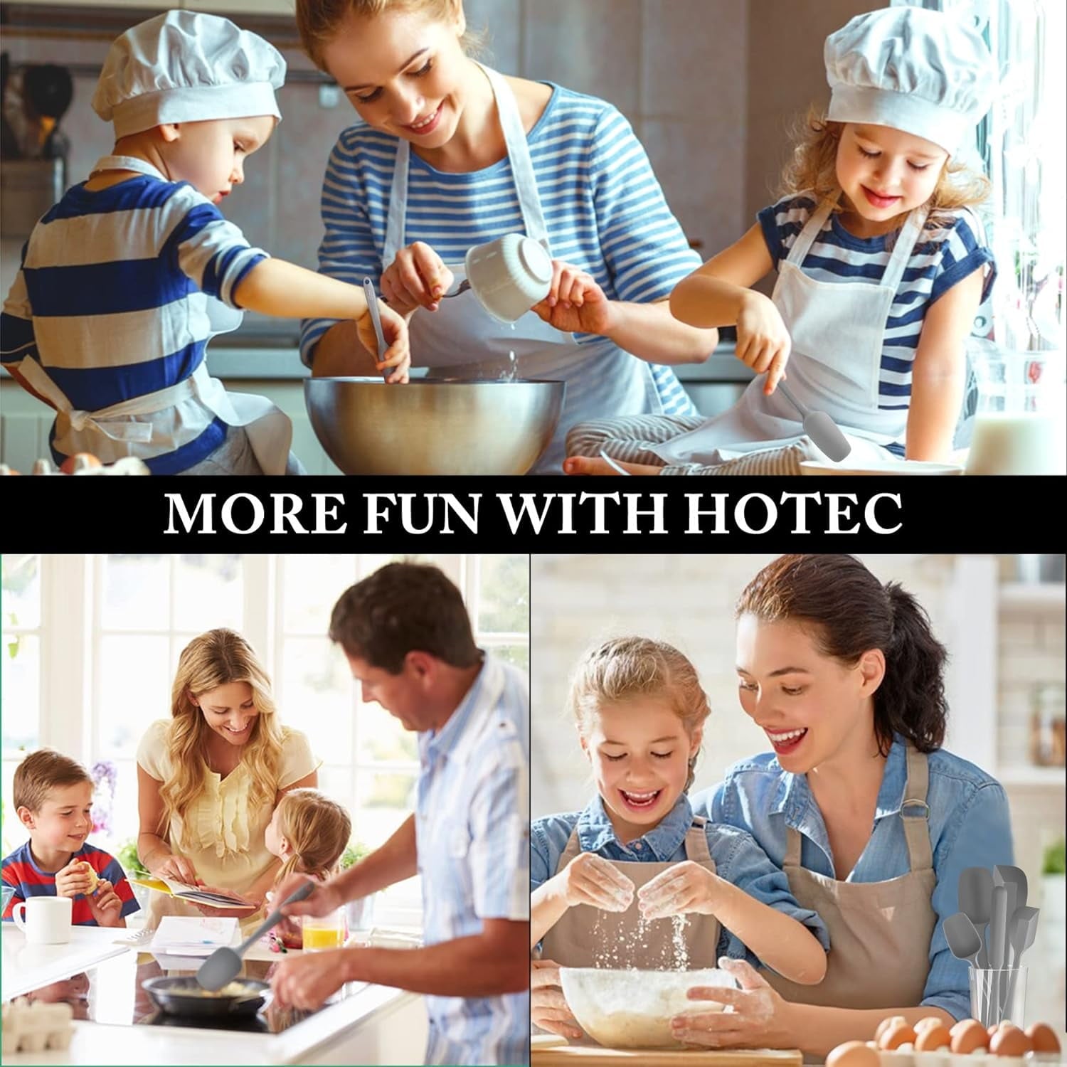 Food Grade Silicone Rubber Spatula Set, 5 Pcs Kitchen Cooking Baking Mixing Utensil Sets, High Non Stick Dishwasher- Khaki