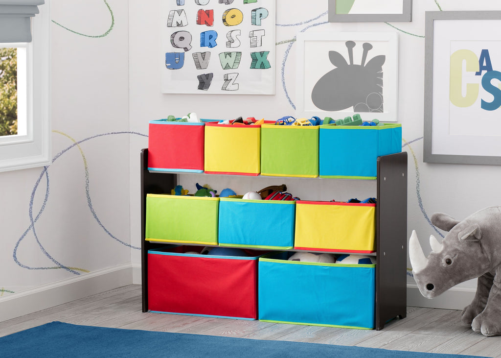 Deluxe Multi-Bin Toy Organizer with Storage Bins, Greenguard Gold, Wood, Natural