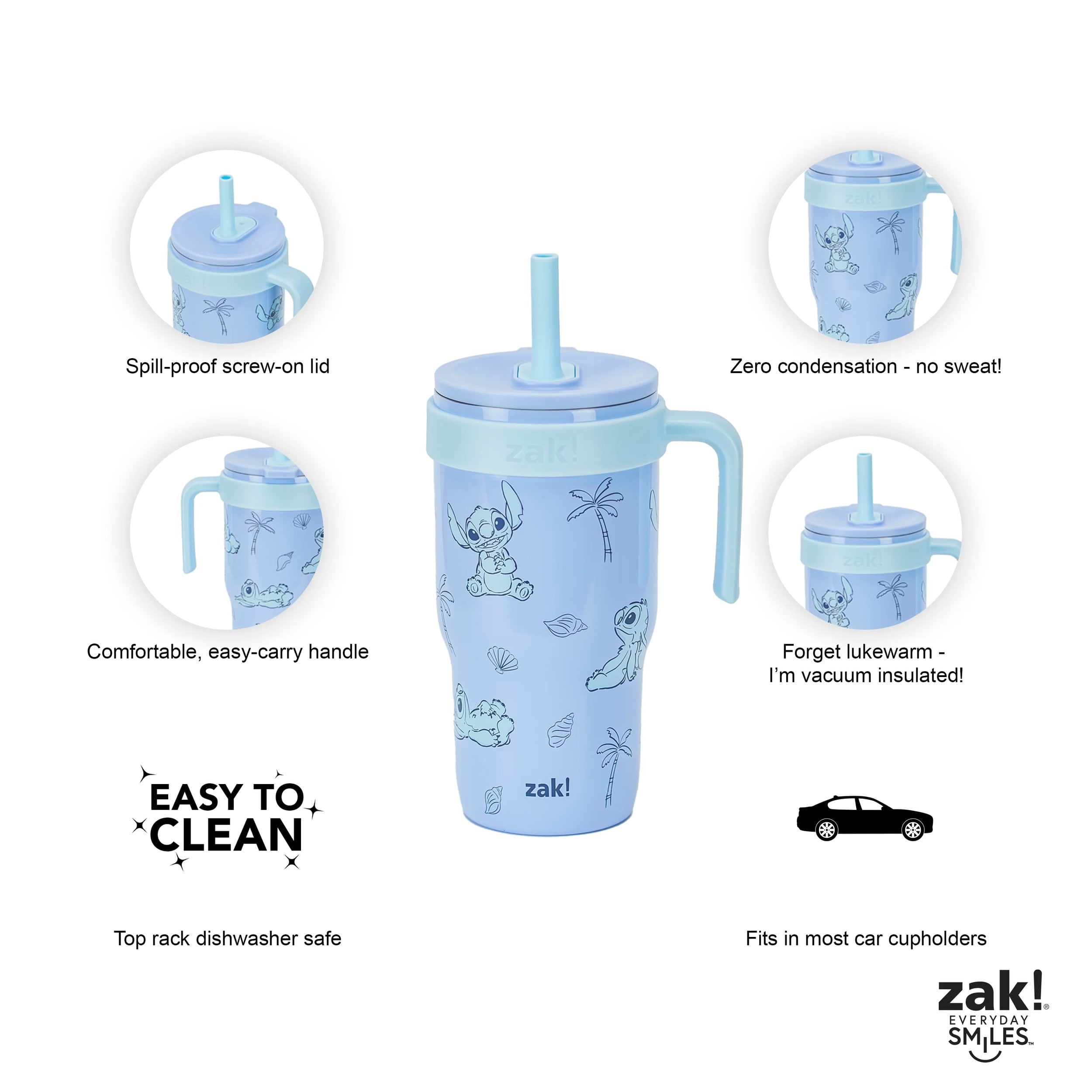 18oz Stitch Kids Straw Handle Tumbler