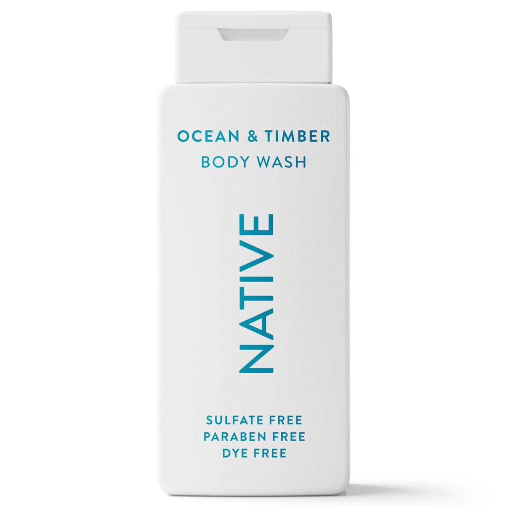 Body Wash, Ocean &amp; Timber, Sulfate Free, Naturally Derived Ingredients, 24hr Freshness, for Women &amp; Men, 18 fl oz