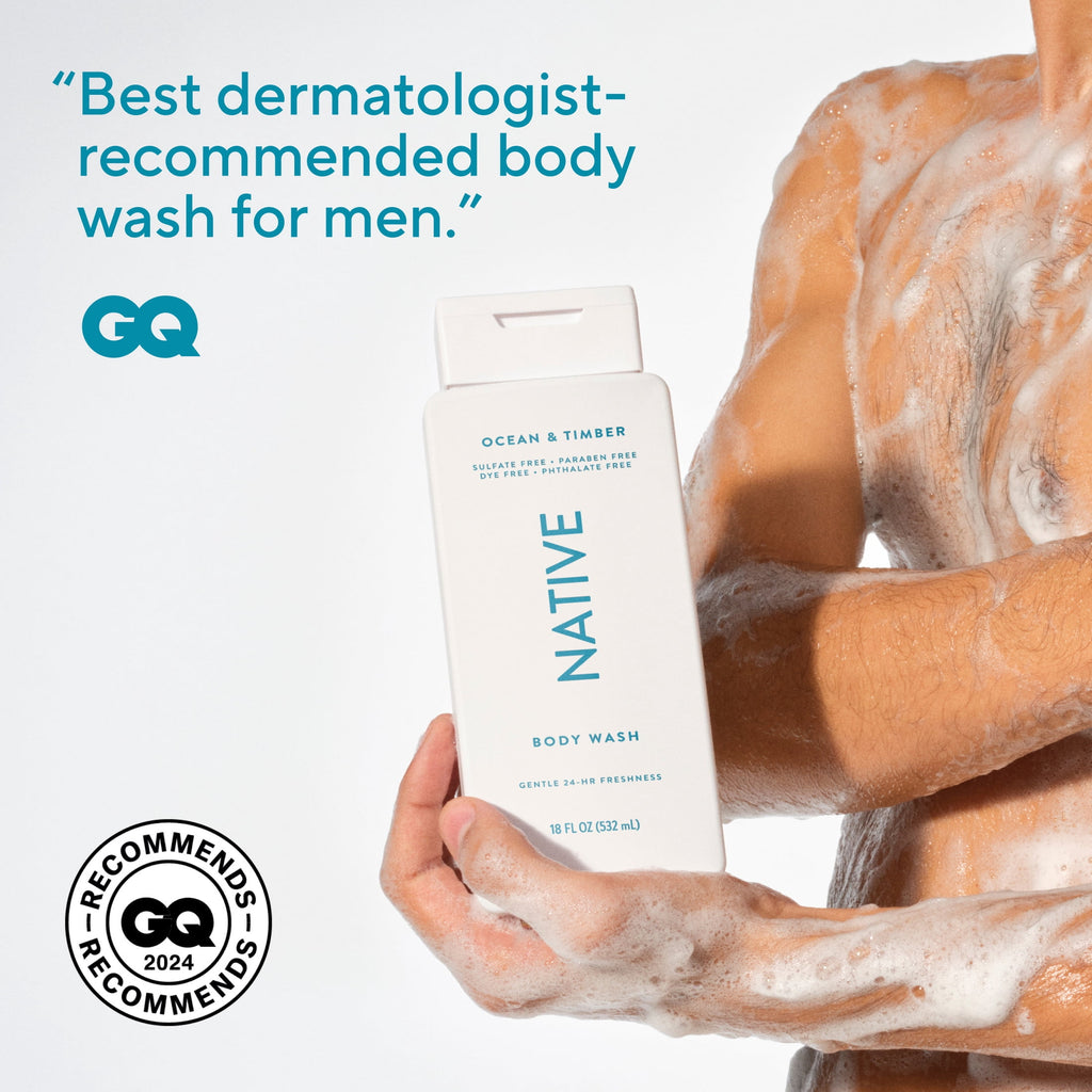 Body Wash, Ocean &amp; Timber, Sulfate Free, Naturally Derived Ingredients, 24hr Freshness, for Women &amp; Men, 18 fl oz