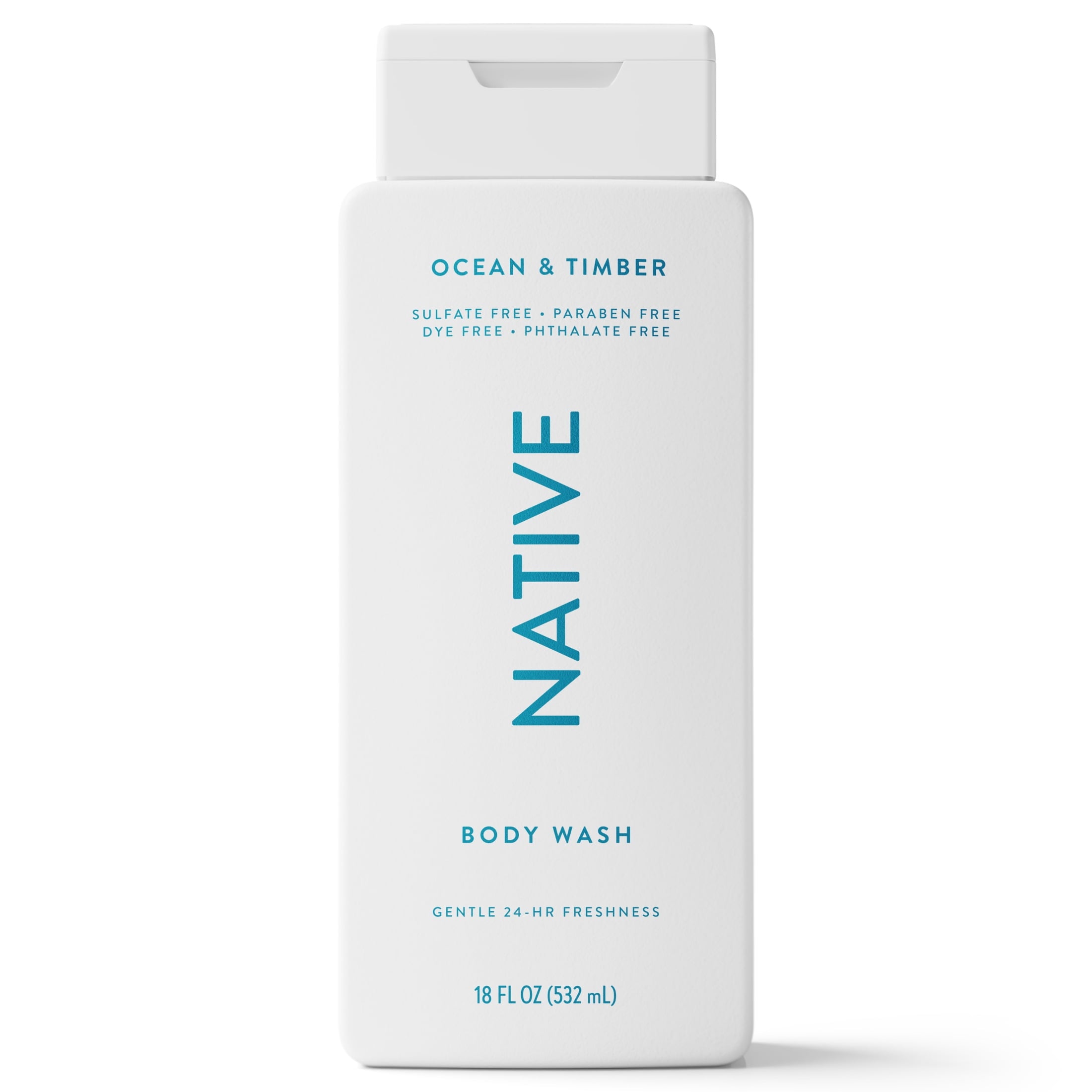 Body Wash, Ocean &amp; Timber, Sulfate Free, Naturally Derived Ingredients, 24hr Freshness, for Women &amp; Men, 18 fl oz