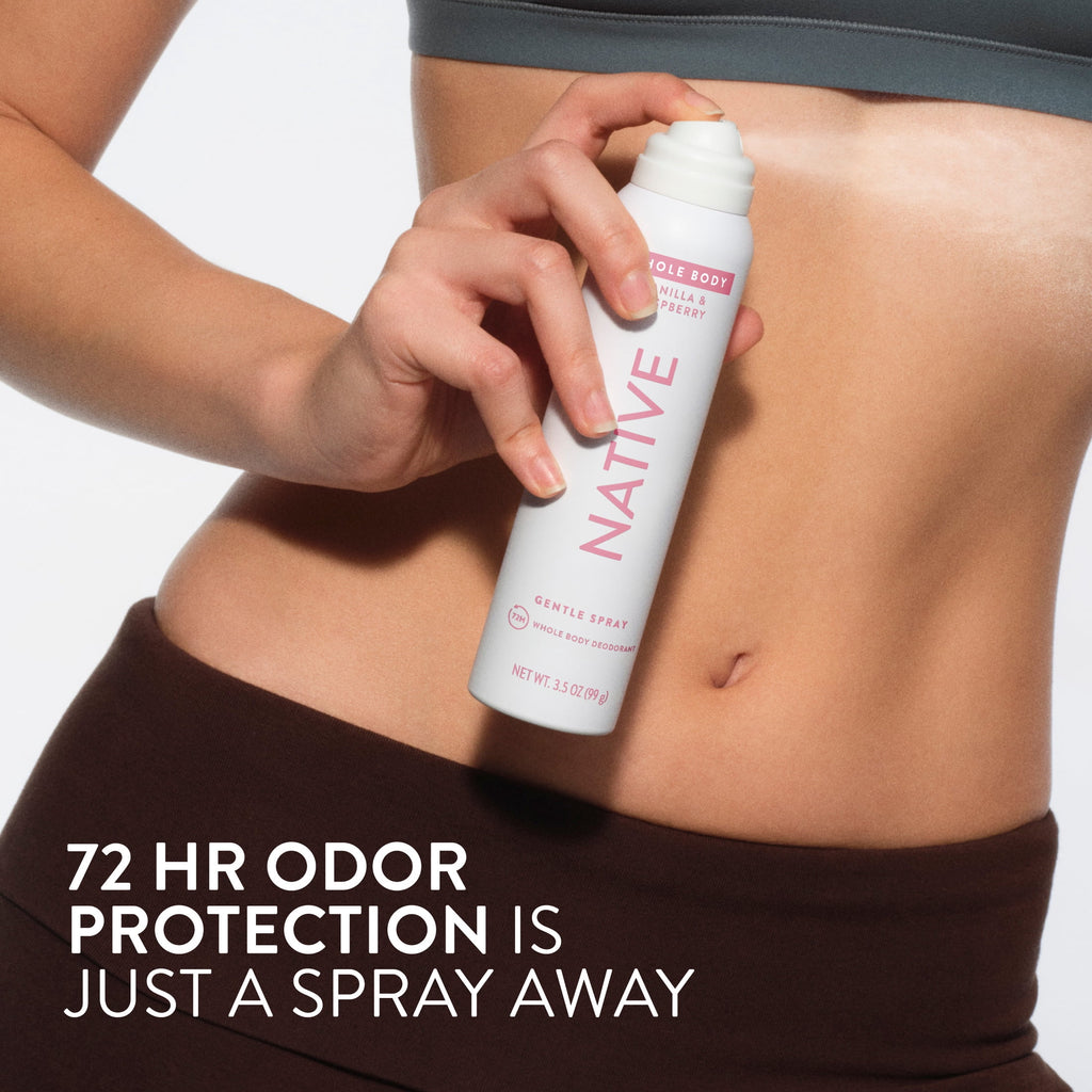 WHOLE BODY DEODORANT SPRAY FOR WOMEN, 72 HOUR ALUMINUM FREE DEODORANT SPRAY, VANILLA &amp; RASPBERRY, 3.5oz