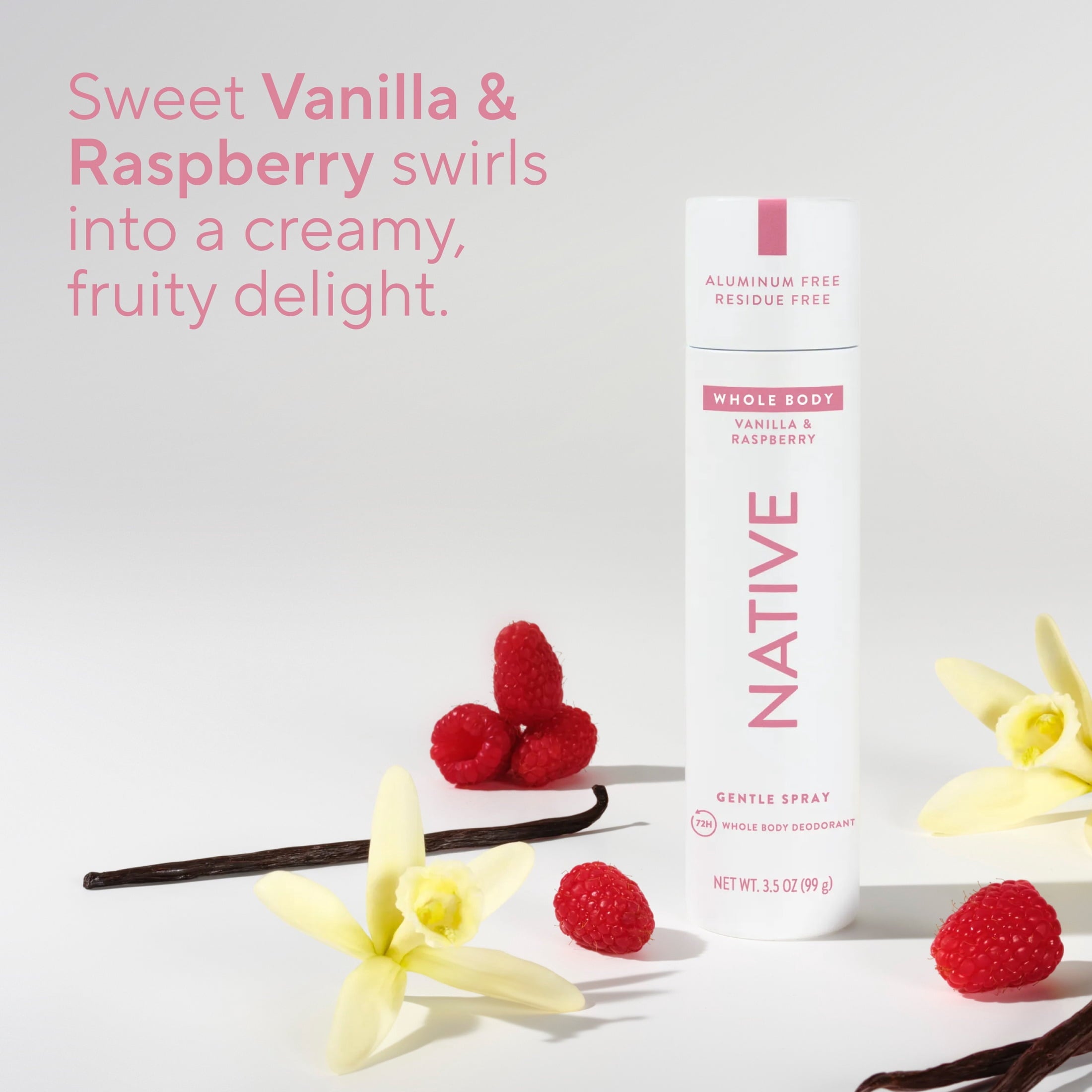 WHOLE BODY DEODORANT SPRAY FOR WOMEN, 72 HOUR ALUMINUM FREE DEODORANT SPRAY, VANILLA &amp; RASPBERRY, 3.5oz