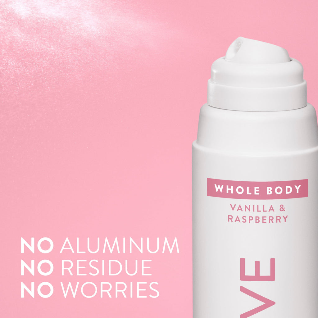 WHOLE BODY DEODORANT SPRAY FOR WOMEN, 72 HOUR ALUMINUM FREE DEODORANT SPRAY, VANILLA &amp; RASPBERRY, 3.5oz