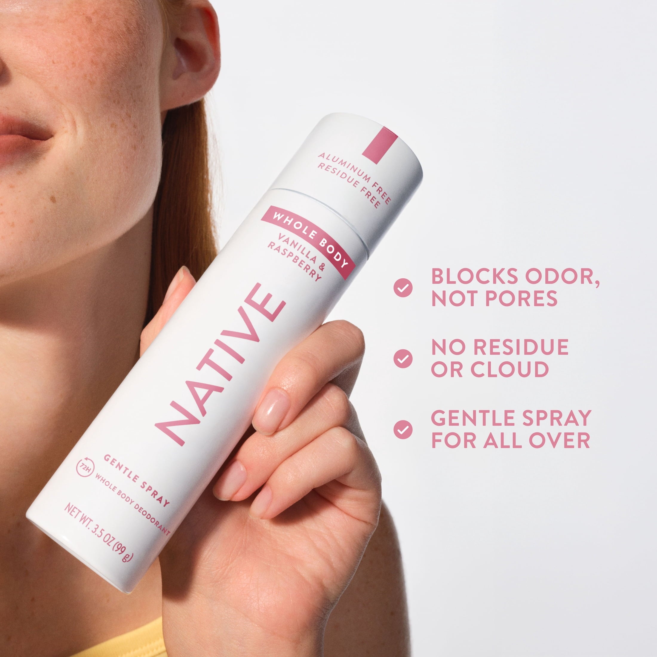 WHOLE BODY DEODORANT SPRAY FOR WOMEN, 72 HOUR ALUMINUM FREE DEODORANT SPRAY, VANILLA &amp; RASPBERRY, 3.5oz