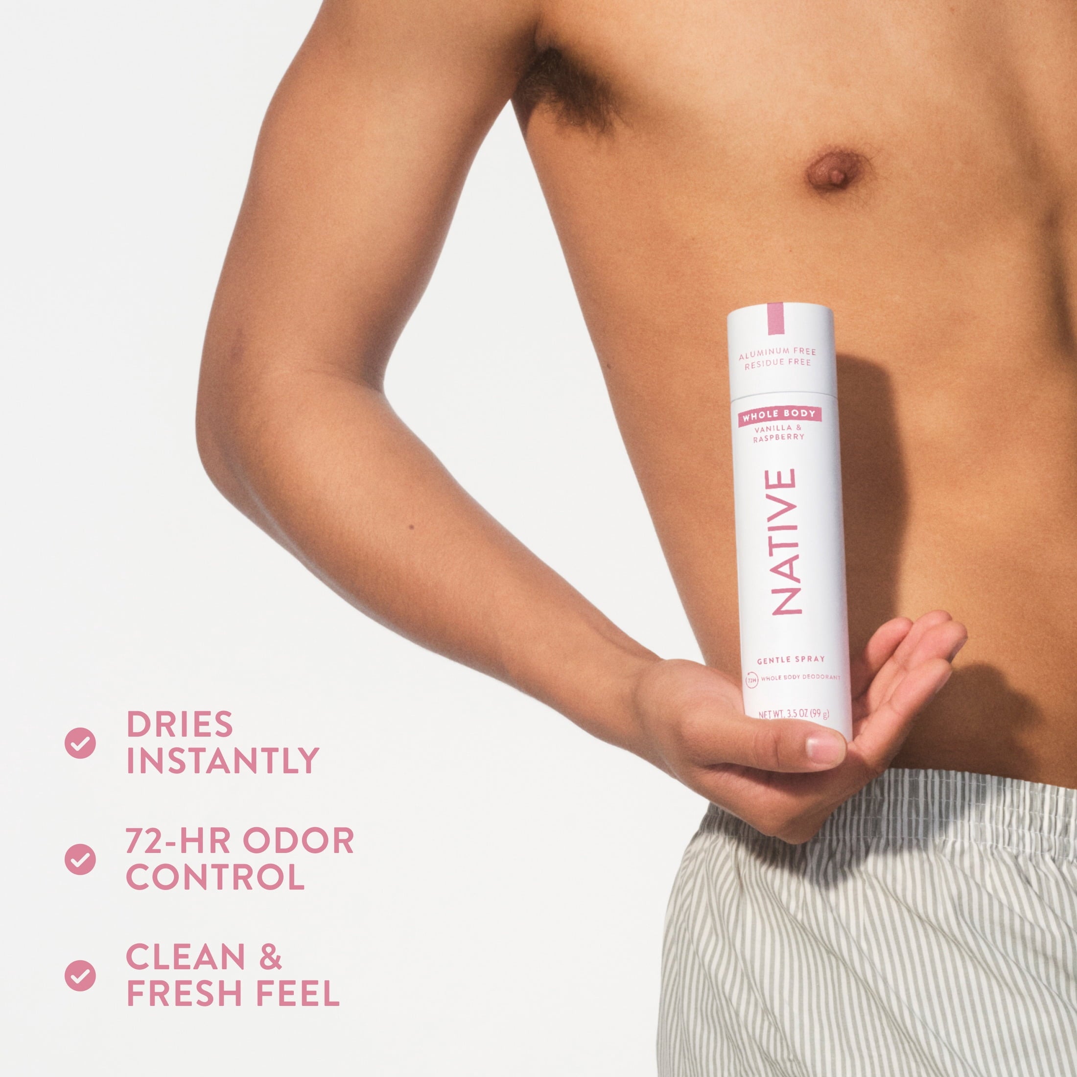 WHOLE BODY DEODORANT SPRAY FOR WOMEN, 72 HOUR ALUMINUM FREE DEODORANT SPRAY, VANILLA &amp; RASPBERRY, 3.5oz