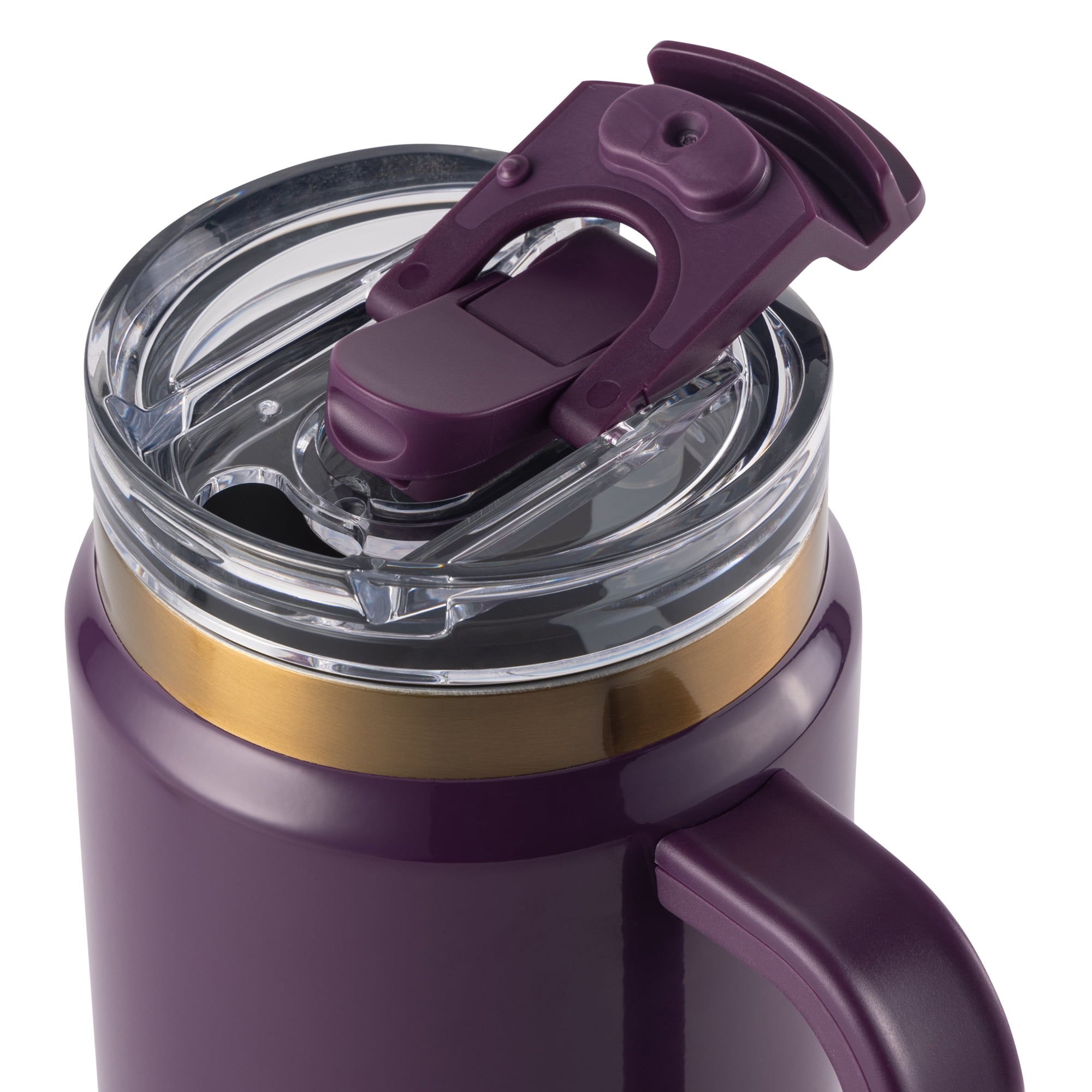 Thyme &amp; Table 32 fl oz Stainless Steel Luna Tumbler with Handle and Dual Straw Lid, Cream &amp; Black Check