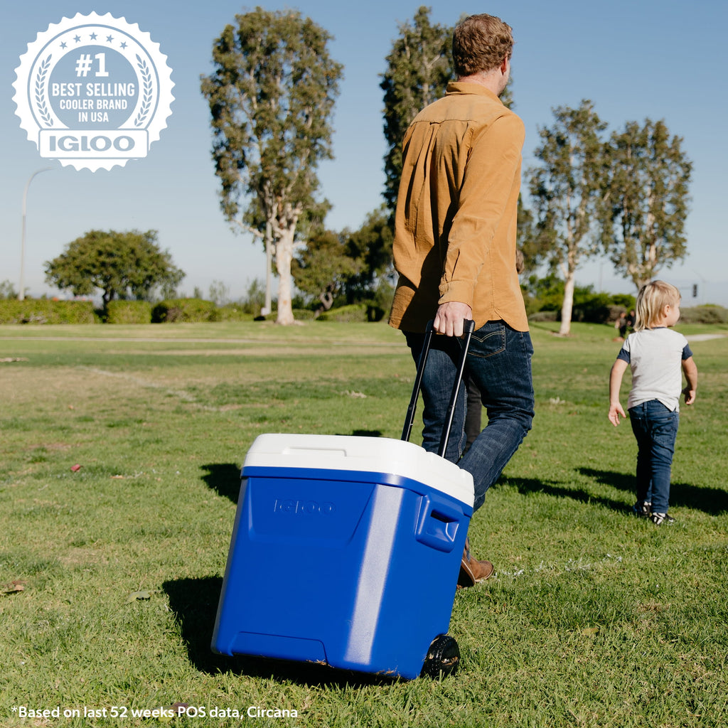 60 QT Laguna Ice Chest Cooler with Wheels, Blue