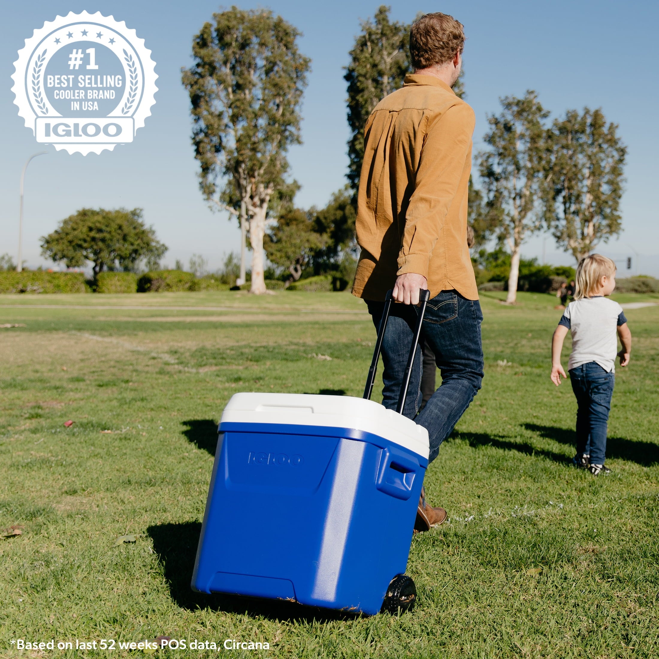 60 QT Laguna Ice Chest Cooler with Wheels, Blue