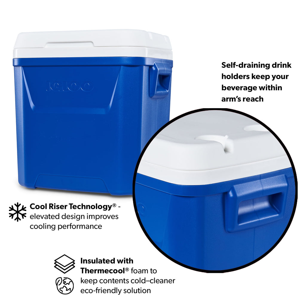 60 QT Laguna Ice Chest Cooler with Wheels, Blue