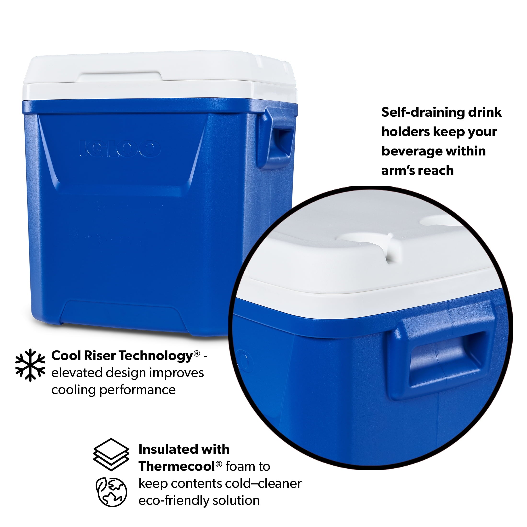 60 QT Laguna Ice Chest Cooler with Wheels, Blue