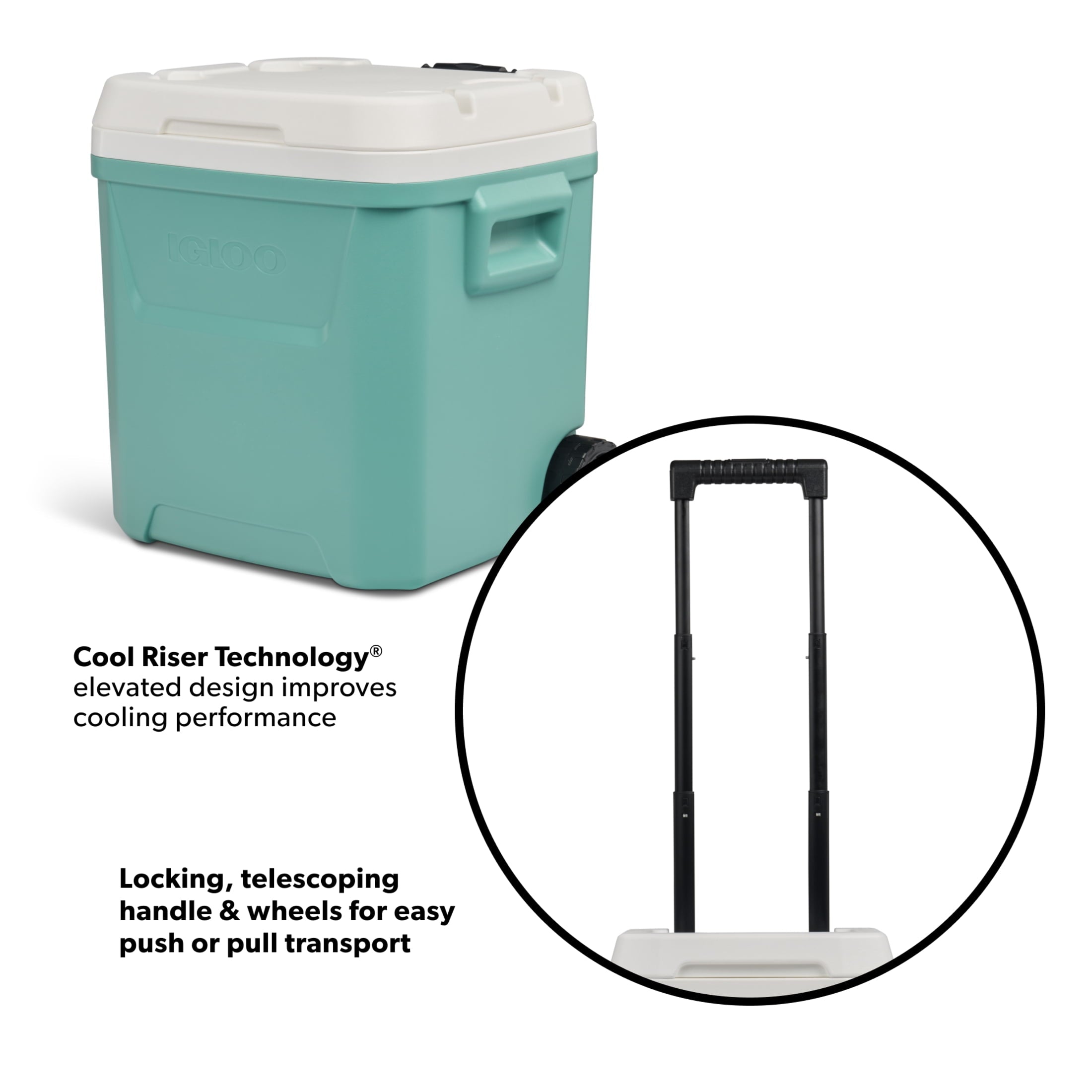 60 QT Laguna Ice Chest Cooler with Wheels, Blue