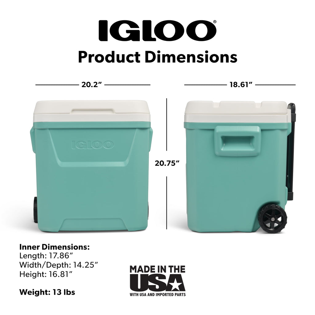 60 QT Laguna Ice Chest Cooler with Wheels, Blue