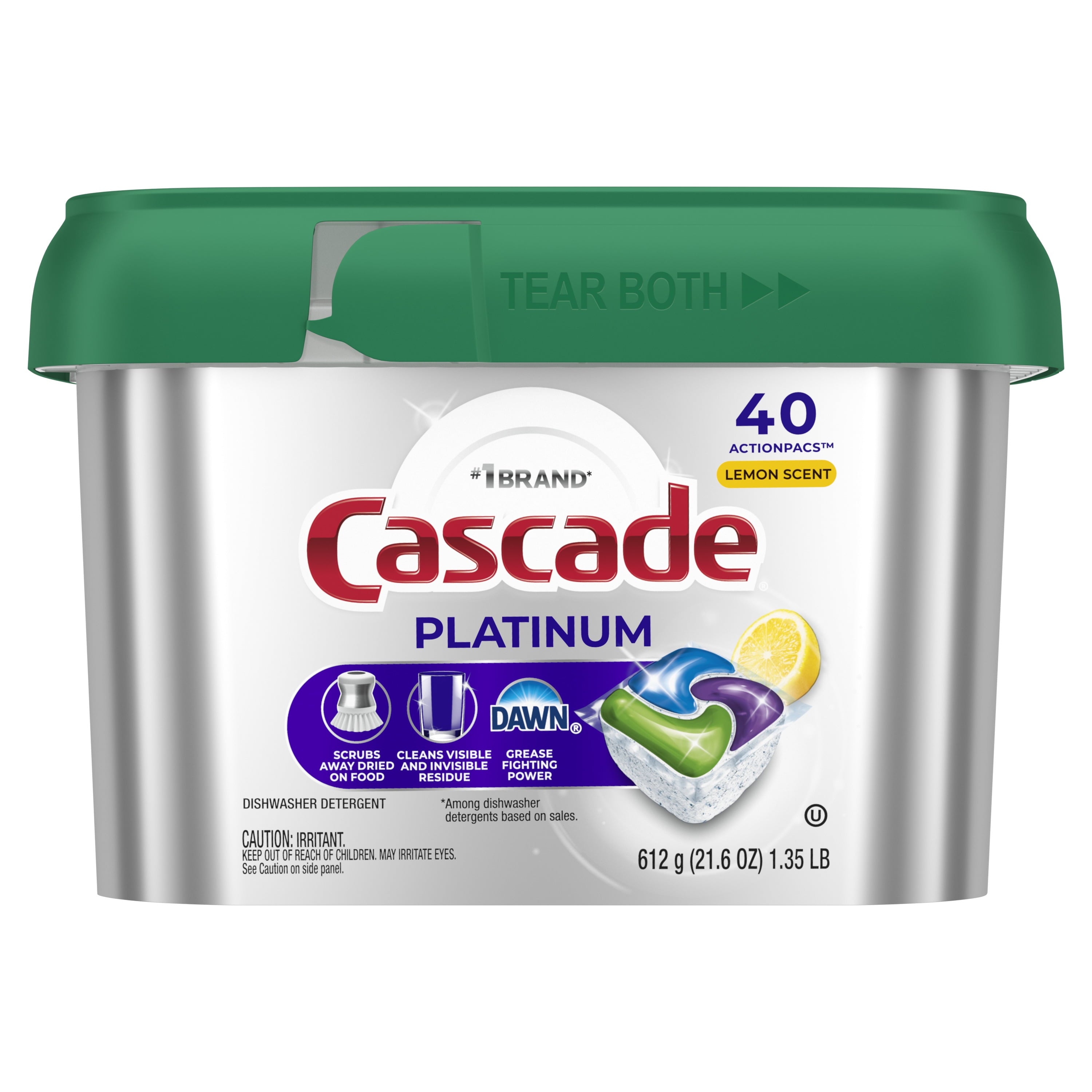 Platinum Dishwasher Pods, Dishwasher Detergent, Dish Detergent Soap, Lemon, 40 Count