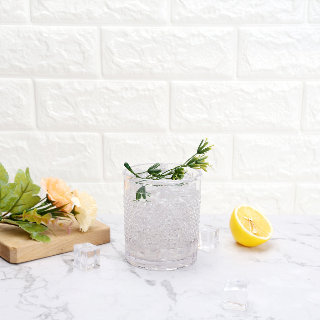 14-Ounce Short Acrylic Diamond Texture Tumbler, Clear