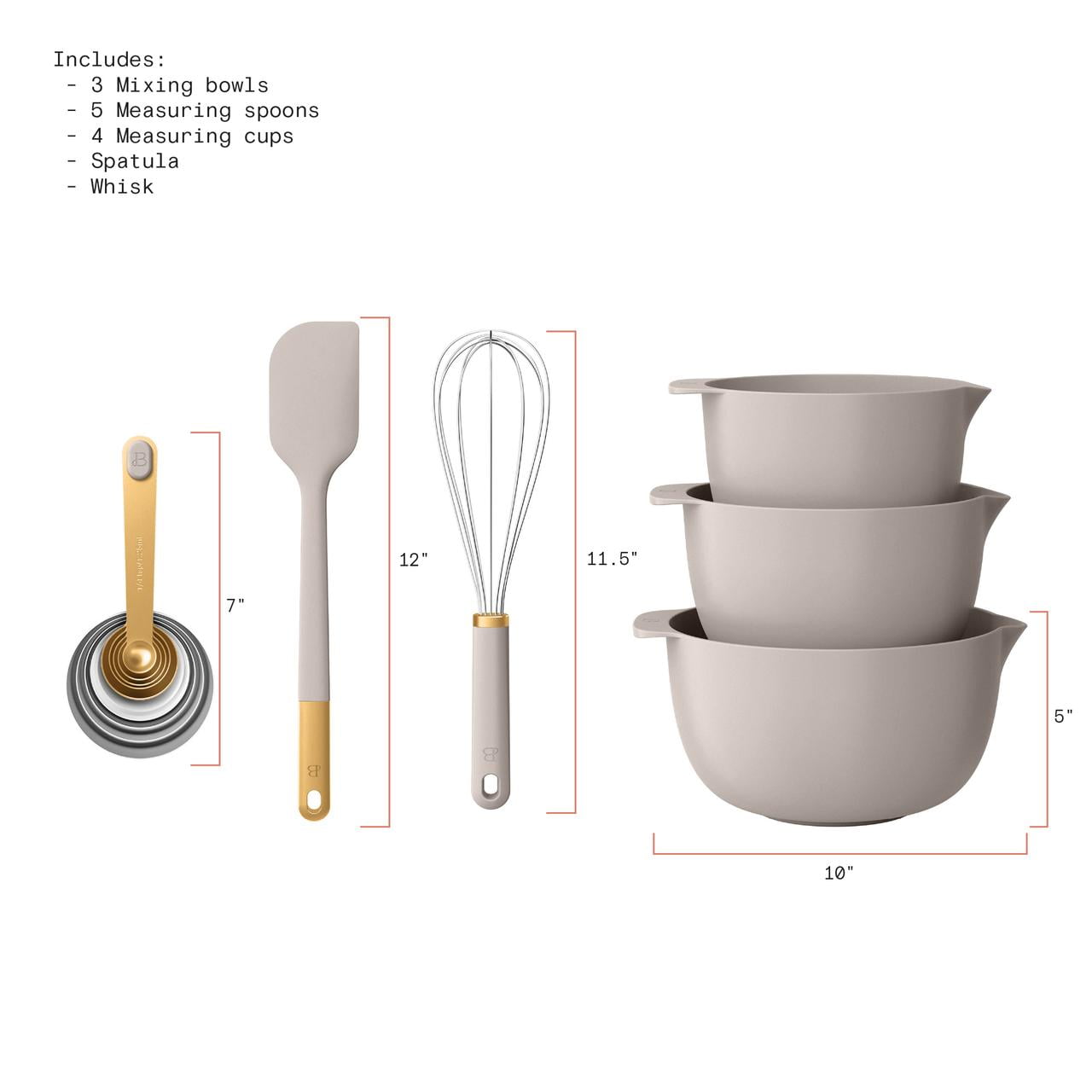 14-Piece Mix &amp; Measure Set, Porcini Taupe by Drew Barrymore