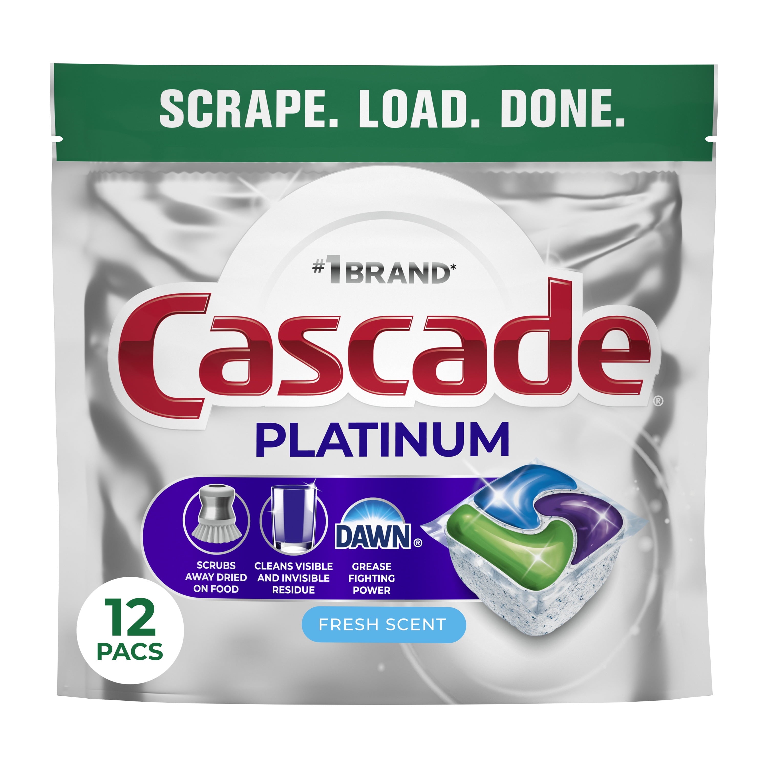 Platinum Dishwasher Pods, Dishwasher Detergent, Dish Detergent Soap, Fresh, 12 Count