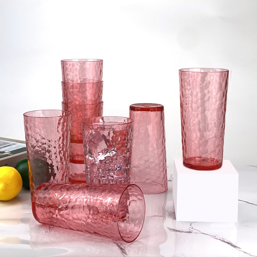 24-Ounce Plastic Tumbler Acrylic Drinking Glasses, Plastic Cups, , , Shatter Proof, , Set of 8 ( Multicolor )