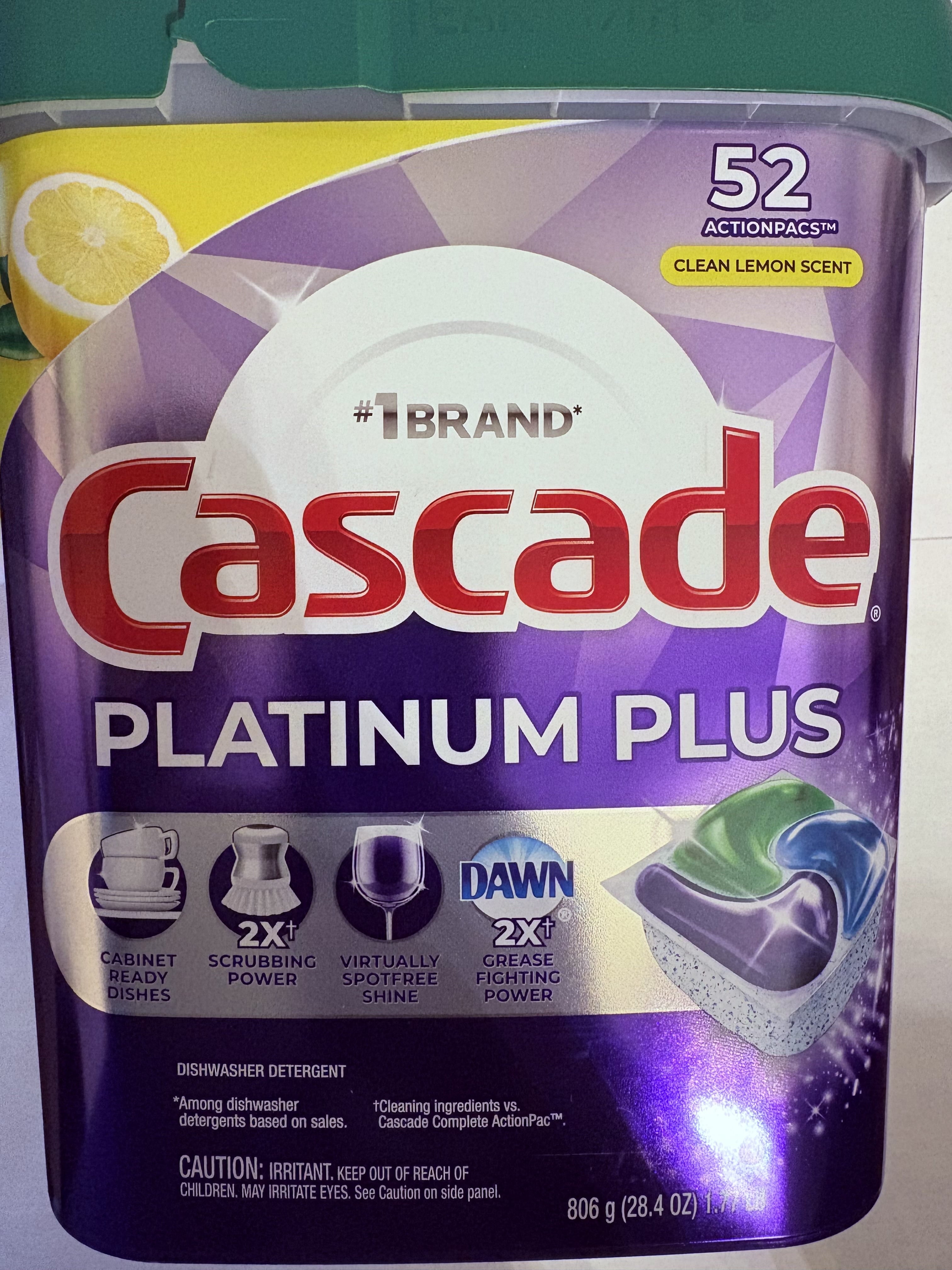 platinum plus clean lemon scent 52 pacs