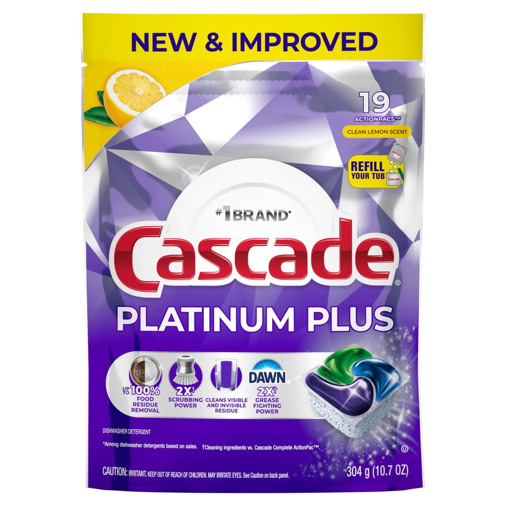 Platinum Plus Dishwasher Pods, Lemon, 19 Count