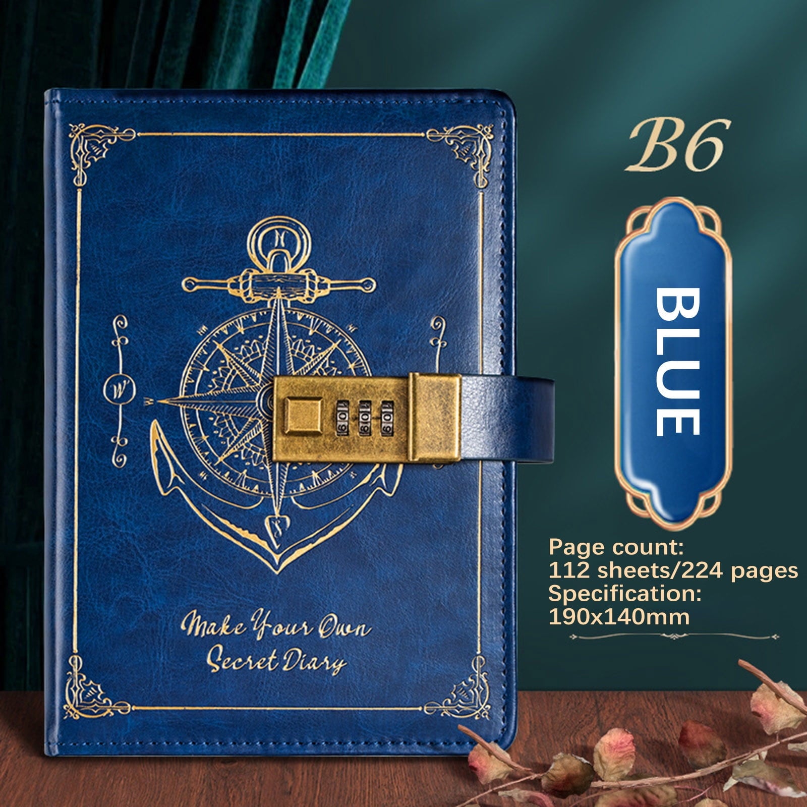 with Lock for Men Vintage Diary with Lock, Refillable Leather Locking Diary for Adults, B6 Lock Journal with Combination, Secret Diary with Inner Pocket