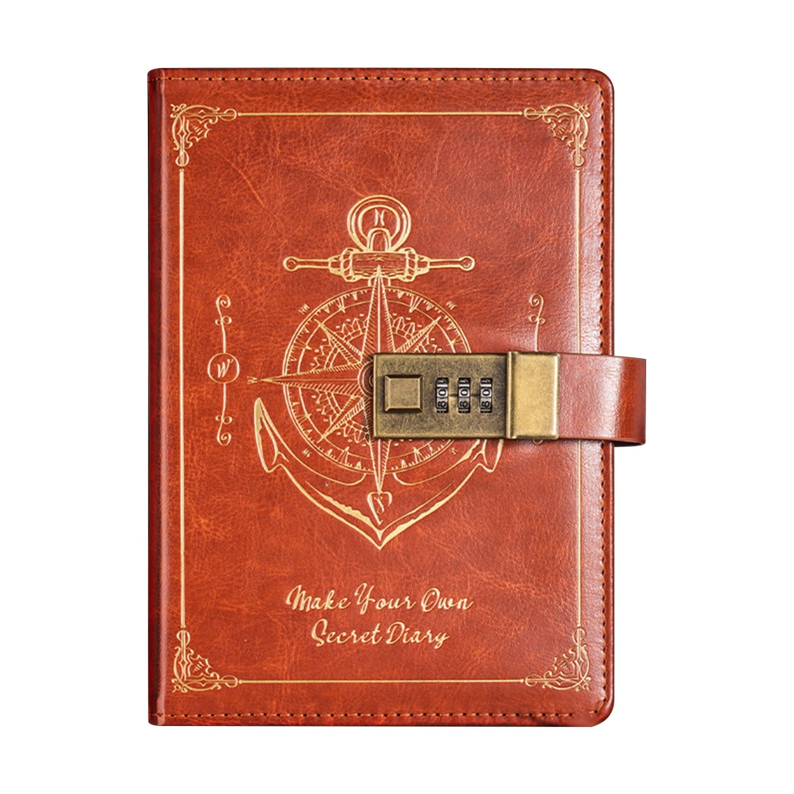 with Lock for Men Vintage Diary with Lock, Refillable Leather Locking Diary for Adults, B6 Lock Journal with Combination, Secret Diary with Inner Pocket