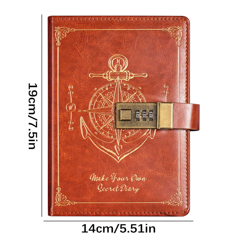 with Lock for Men Vintage Diary with Lock, Refillable Leather Locking Diary for Adults, B6 Lock Journal with Combination, Secret Diary with Inner Pocket