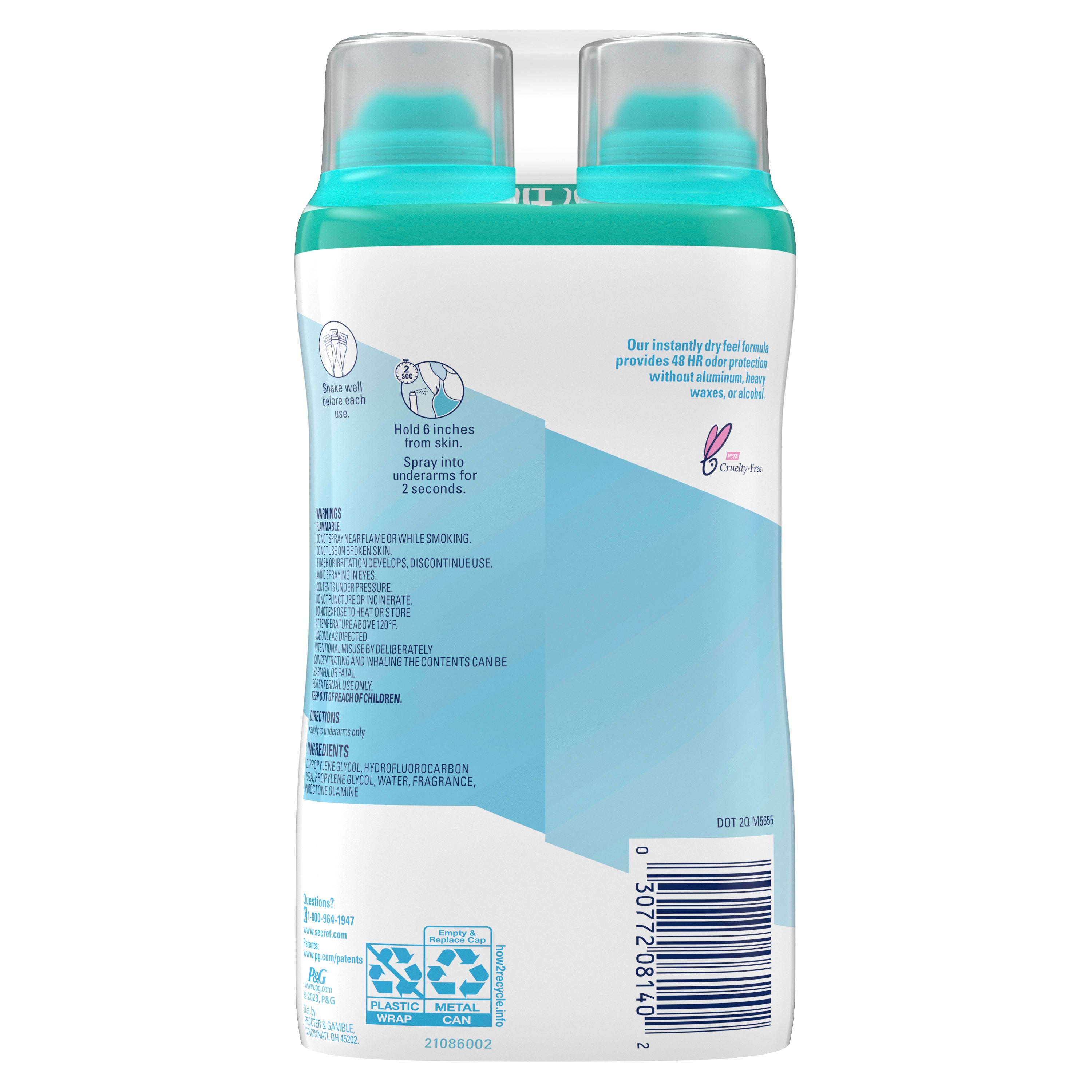 Dry Spray Aluminum Free Deodorant for Women, Midnight Jasmine, 4.1oz, Pack of 2