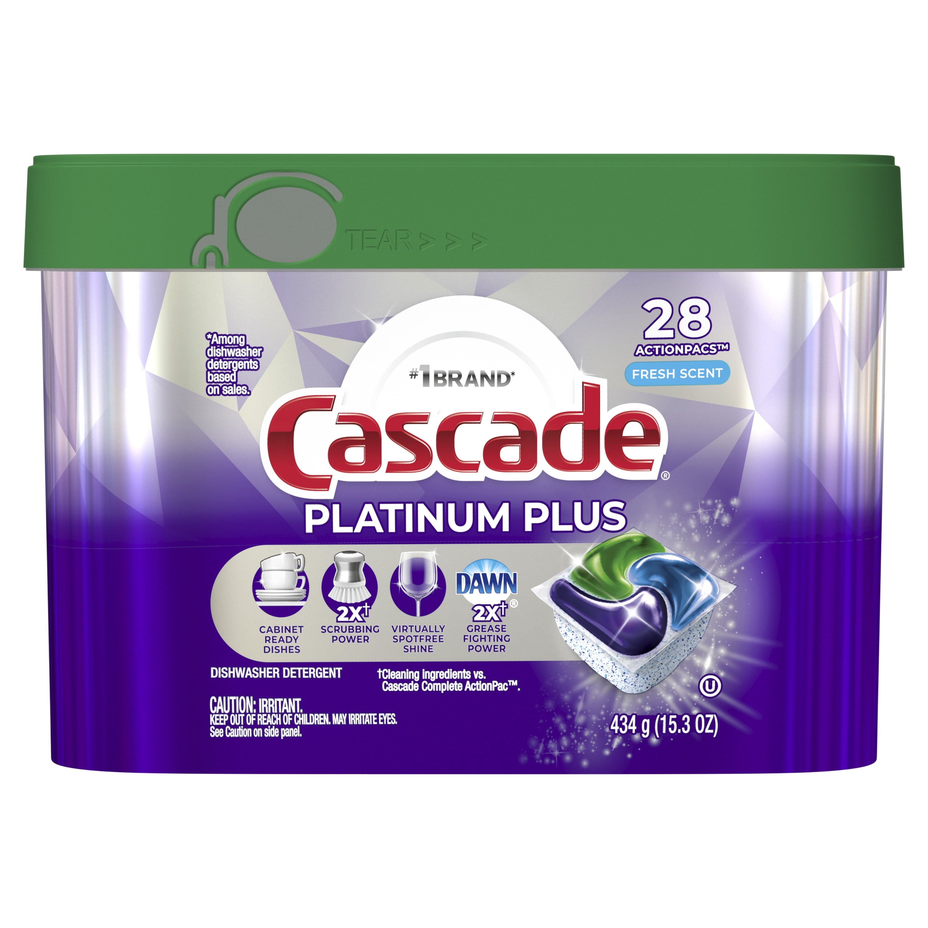 Platinum Plus Dishwasher Detergent Pacs, Fresh, 28 Count
