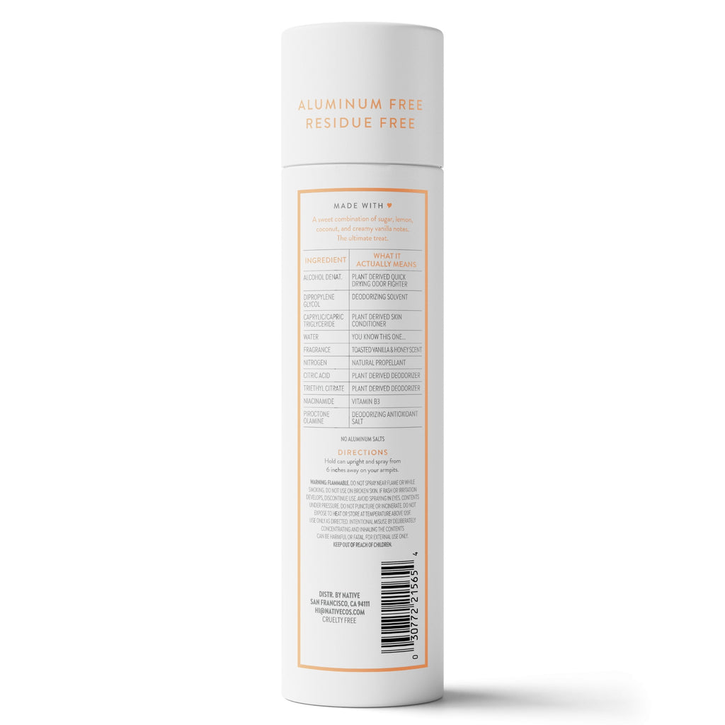 Aluminum Free Deodorant Spray For Women, 72 Hour Deodorant Spray, Toasted Vanilla &amp; Honey, 3.5oz