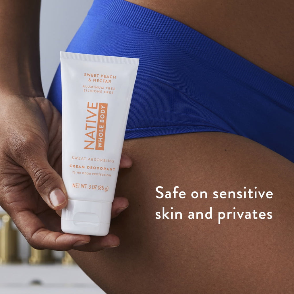 Native Whole Body Deodorant Invisible Cream, Sweet Peach &amp; Nectar, Aluminum-Free, 3 oz